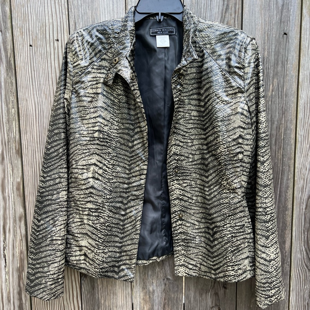 HARRIS WALLACE Vintage Zebra Print Lined Jacket size 10